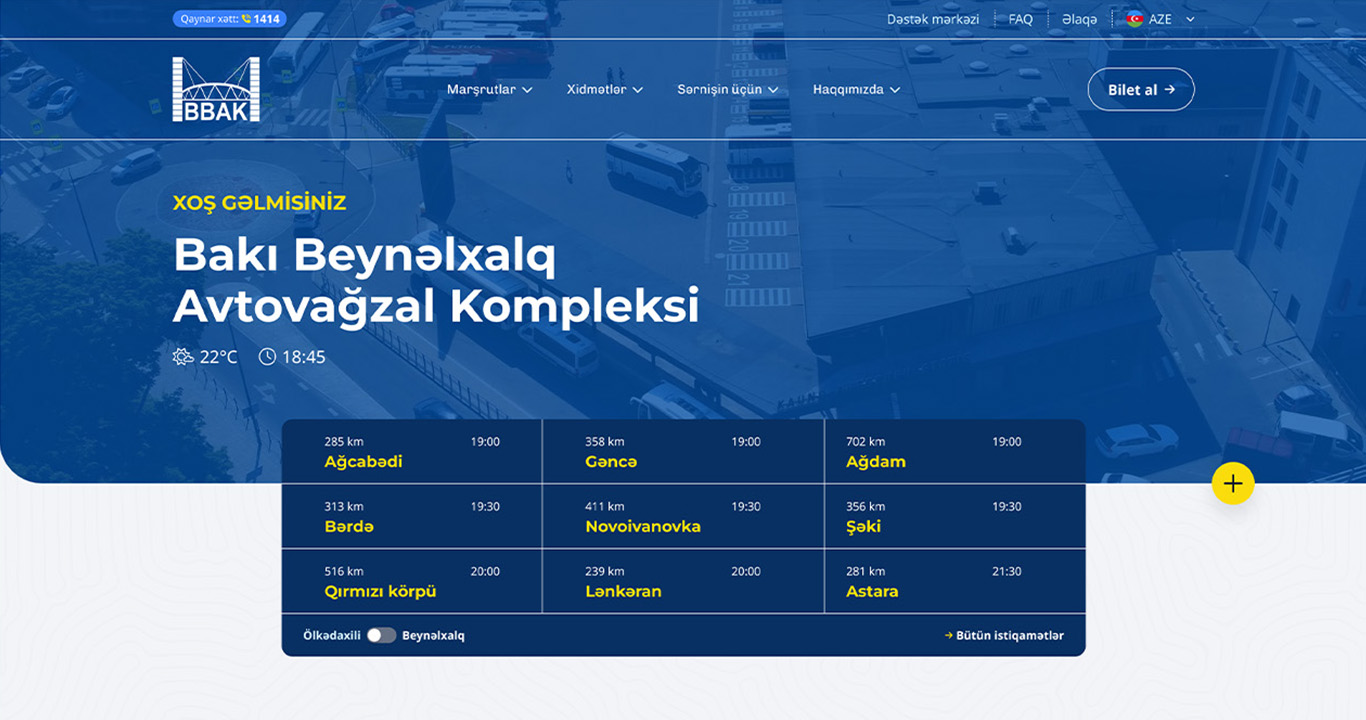 Corporate website for Baku International Bus Terminal Complex