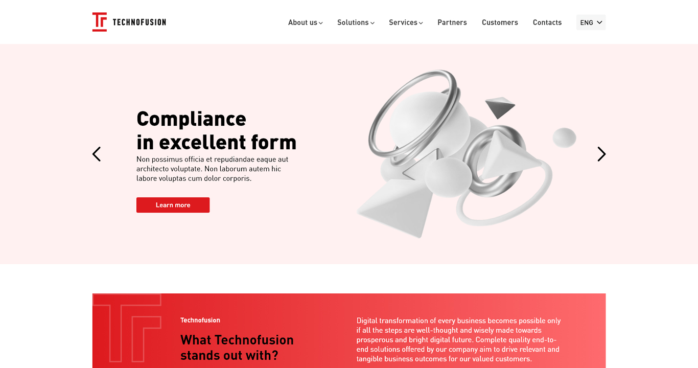 Corporate website design for Technofusion